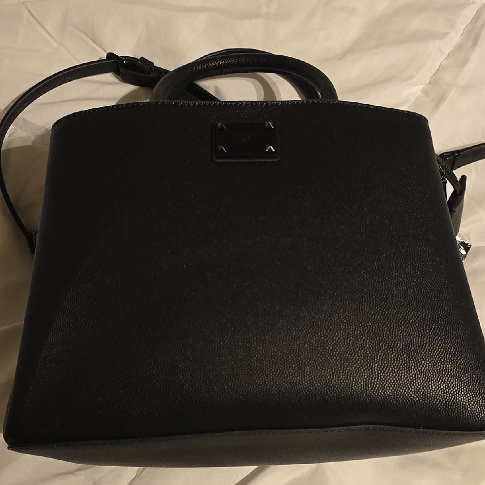 Dkny Black Satchel with Structured Design and Adjustable Strap